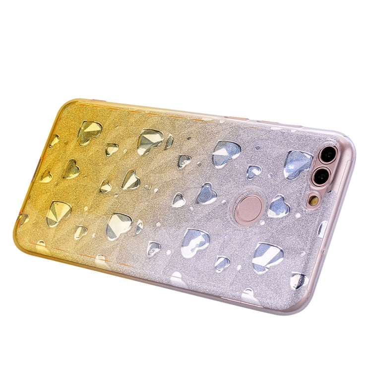 Heart Pattern Diamond Texture TPU Protector Back Cover Case for Huawei P smart (Enjoy 7S)