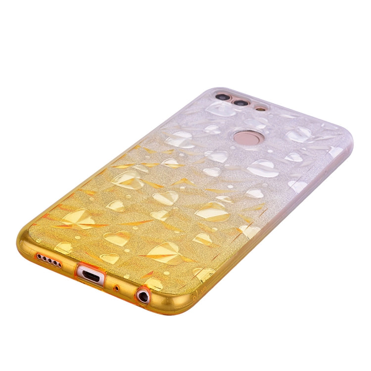 Heart Pattern Diamond Texture TPU Protector Back Cover Case for Huawei P smart (Enjoy 7S)