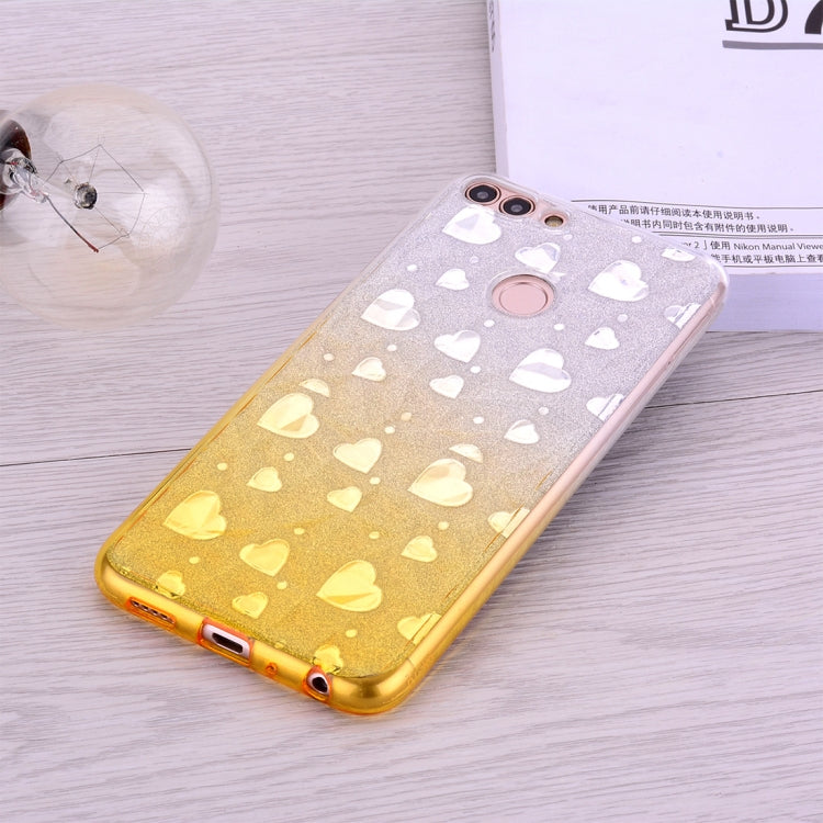 Heart Pattern Diamond Texture TPU Protector Back Cover Case for Huawei P smart (Enjoy 7S)