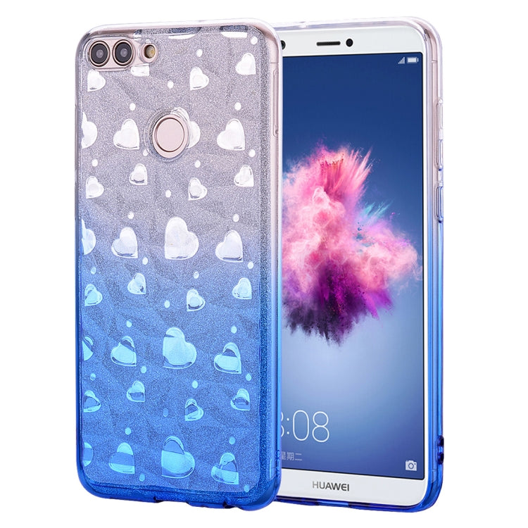 Heart Pattern Diamond Texture TPU Protector Back Cover Case for Huawei P smart (Enjoy 7S)