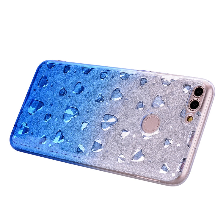 Heart Pattern Diamond Texture TPU Protector Back Cover Case for Huawei P smart (Enjoy 7S)