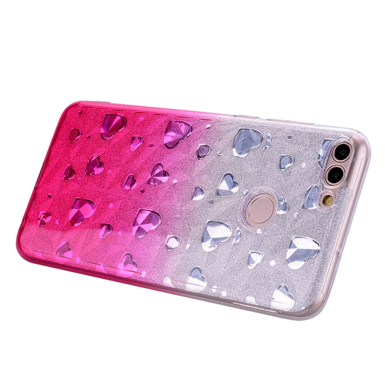 Heart Pattern Diamond Texture TPU Protector Back Cover Case for Huawei P smart (Enjoy 7S)