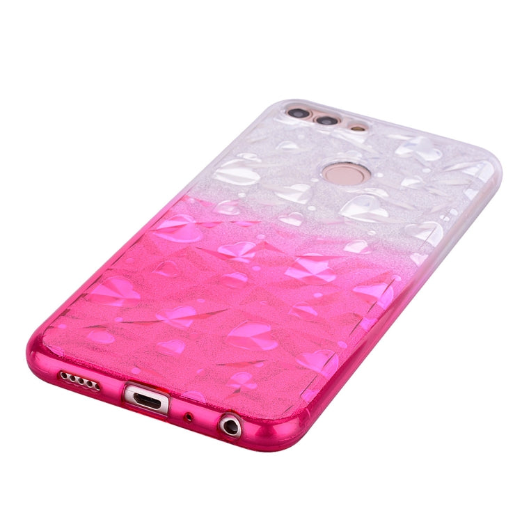 Heart Pattern Diamond Texture TPU Protector Back Cover Case for Huawei P smart (Enjoy 7S)