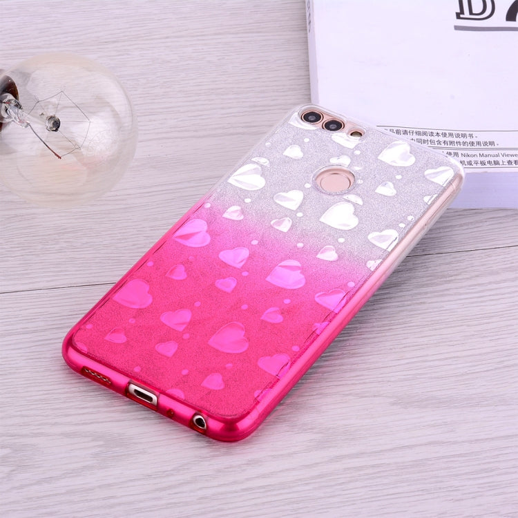 Heart Pattern Diamond Texture TPU Protector Back Cover Case for Huawei P smart (Enjoy 7S)