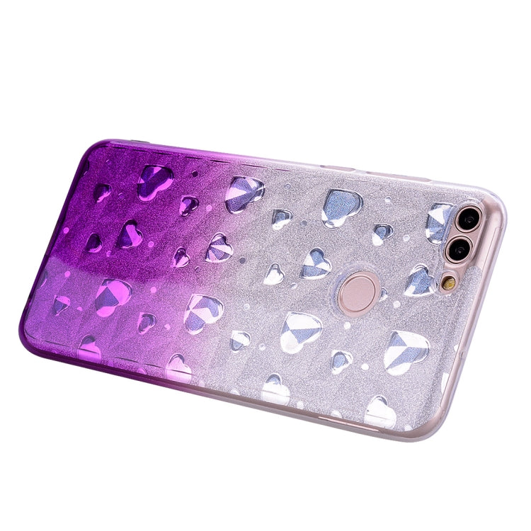 Heart Pattern Diamond Texture TPU Protector Back Cover Case for Huawei P smart (Enjoy 7S)