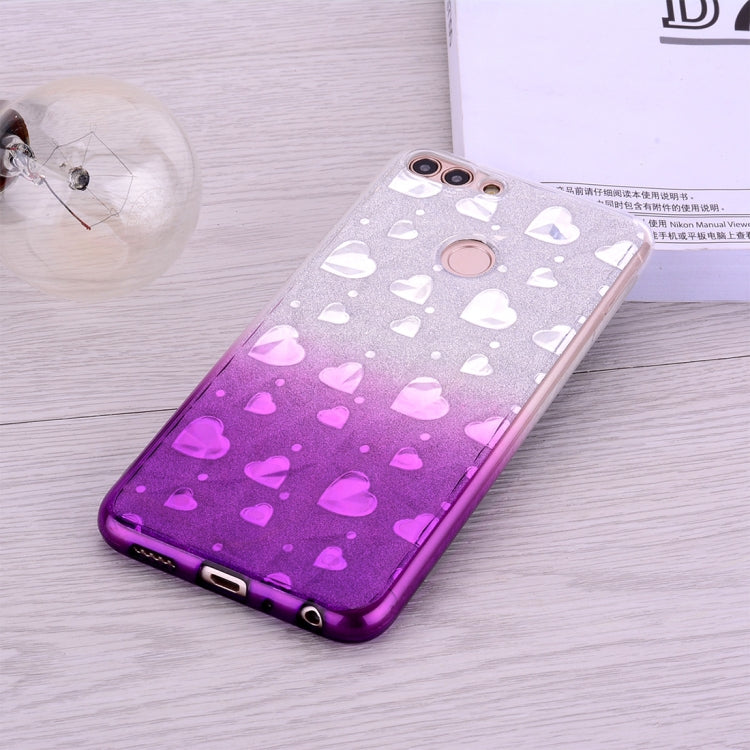 Heart Pattern Diamond Texture TPU Protector Back Cover Case for Huawei P smart (Enjoy 7S)