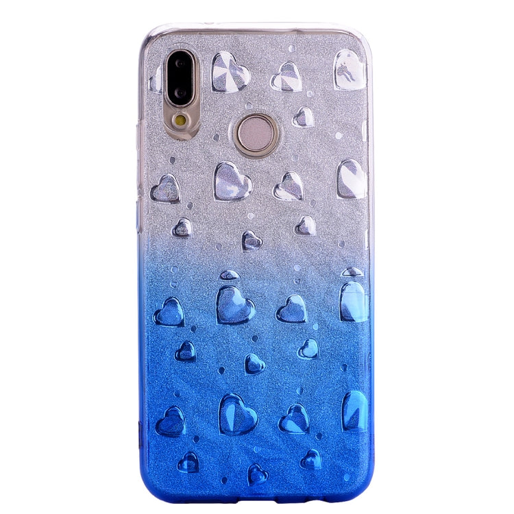 Heart Pattern Diamond Texture TPU Protector Back Cover Case for Huawei P20 Lite