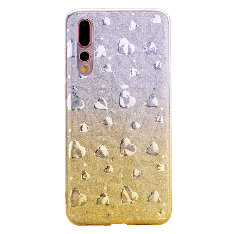 Heart Pattern Diamond Texture TPU Protector Back Cover Case for Huawei P20 Pro