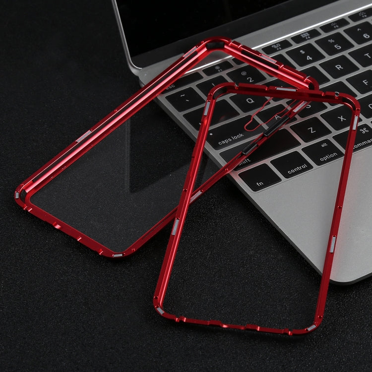 Magnetic Metal Frame Tempered Glass Case for Huawei P20 Pro(Red)