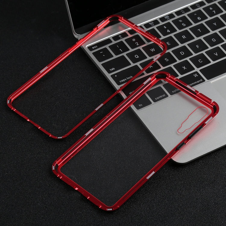 Magnetic Metal Frame Tempered Glass Case for Huawei P20 Pro(Red)