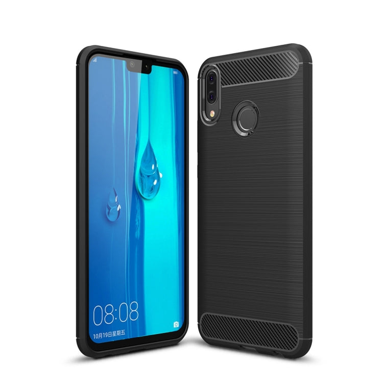 Brushed Texture Carbon Fiber Shockproof TPU Case for Huawei Y9 (2019)
