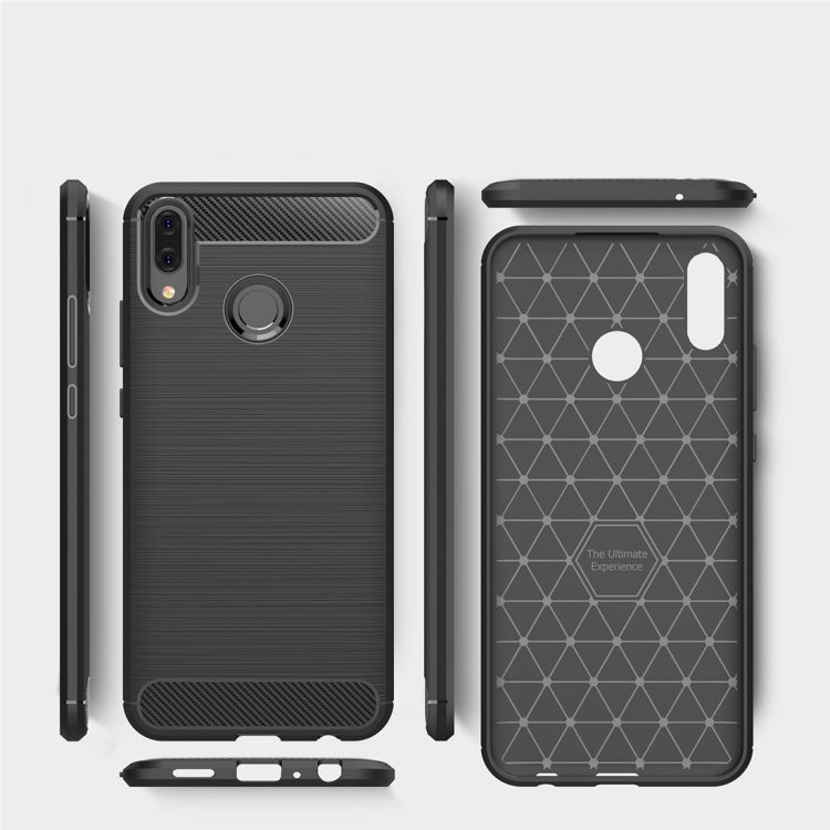 Brushed Texture Carbon Fiber Shockproof TPU Case for Huawei Y9 (2019)