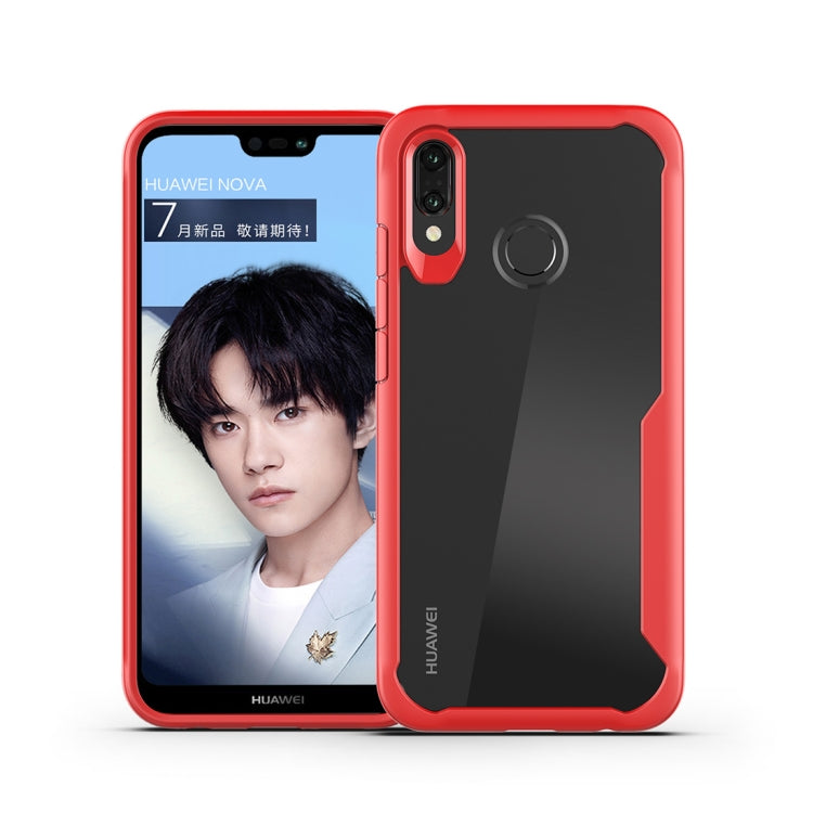 Transparent PC + TPU Full Coverage Shockproof Protective Case for Huawei Nova 3 (Red)
