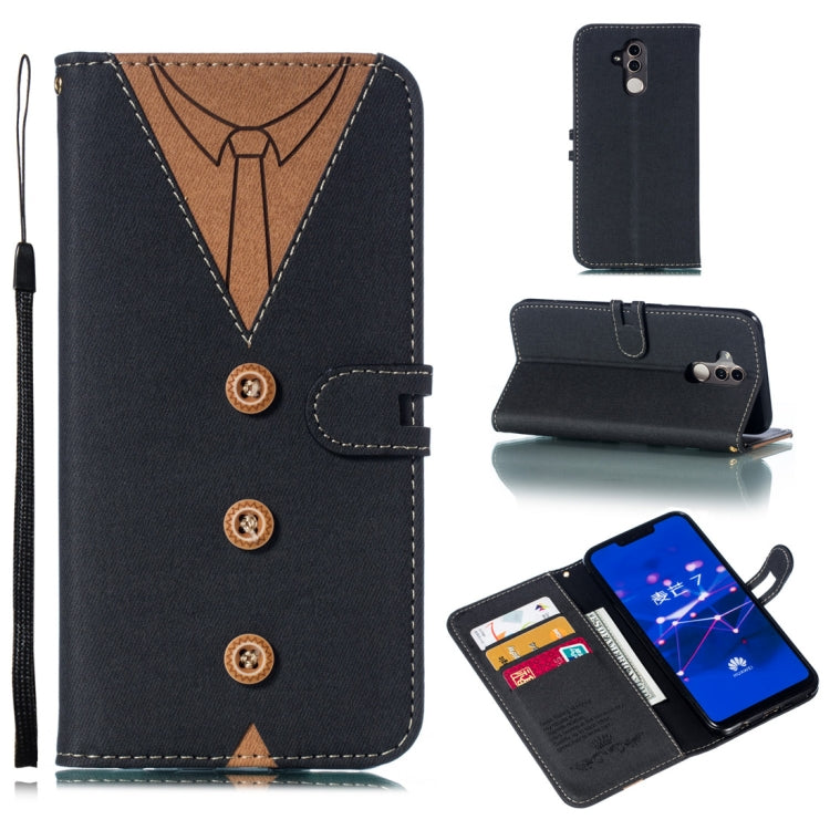 Splicing Embossed Male Style Horizontal Flip Leather Case for Huawei Mate 20 Lite/ Maimang 7, with Holder & Card Slots & Wallet & Lanyard