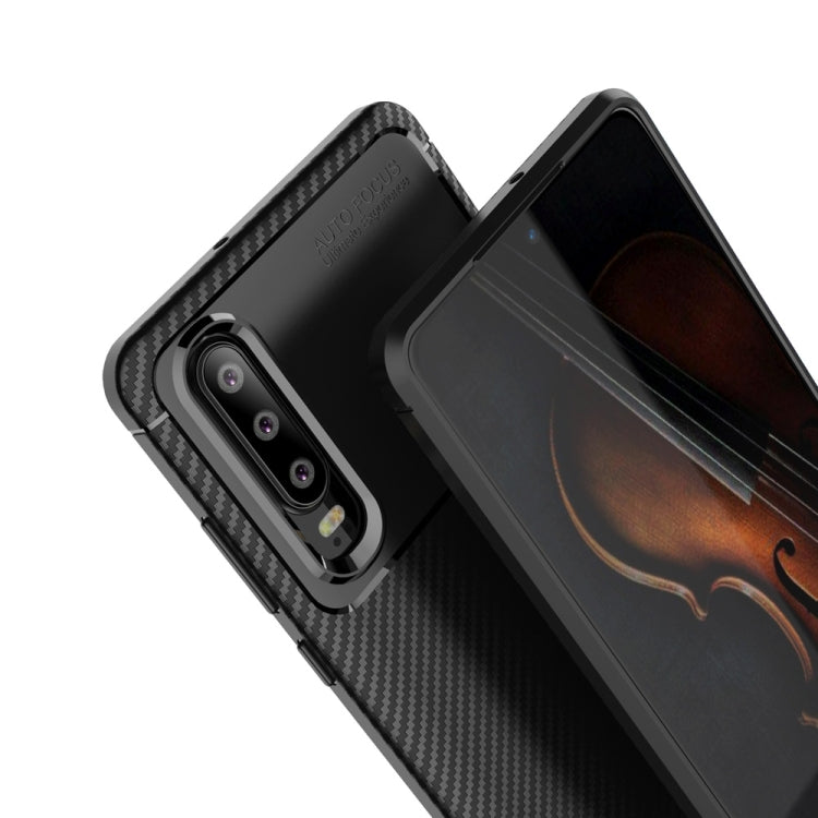 Carbon Fiber Texture Shockproof TPU Case for Huawei P30 (Black)