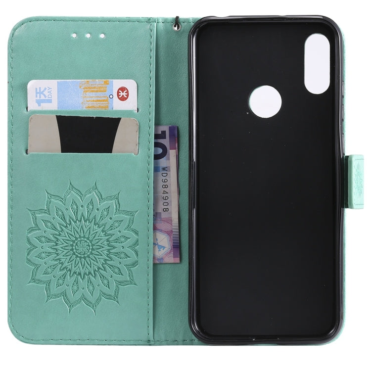 Sun Embossing Pattern Horizontal Flip Leather Case for Huawei Honor Play 8A / Y6 (2019), with Card Slot & Holder & Wallet & Lanyard