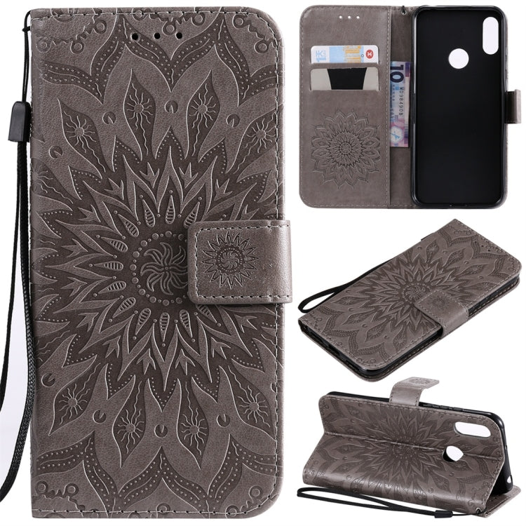 Sun Embossing Pattern Horizontal Flip Leather Case for Huawei Honor Play 8A / Y6 (2019), with Card Slot & Holder & Wallet & Lanyard
