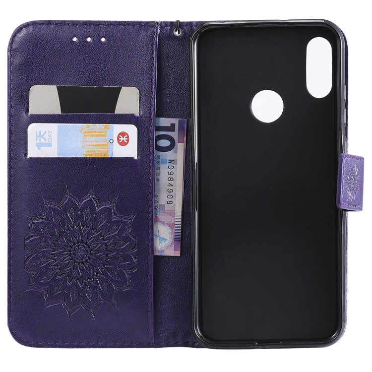 Sun Embossing Pattern Horizontal Flip Leather Case for Huawei Honor Play 8A / Y6 (2019), with Card Slot & Holder & Wallet & Lanyard