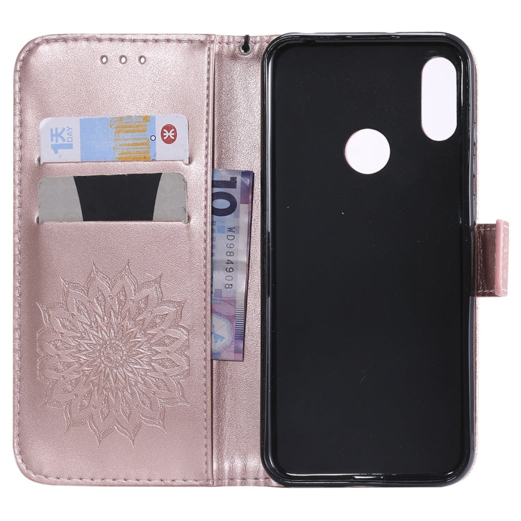 Sun Embossing Pattern Horizontal Flip Leather Case for Huawei Honor Play 8A / Y6 (2019), with Card Slot & Holder & Wallet & Lanyard