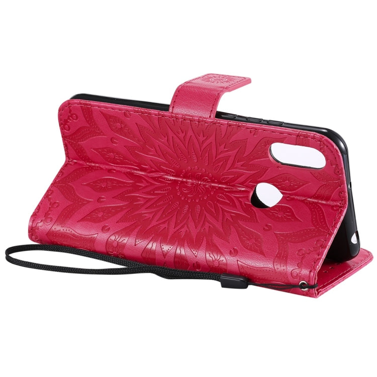 Sun Embossing Pattern Horizontal Flip Leather Case for Huawei Honor Play 8A / Y6 (2019), with Card Slot & Holder & Wallet & Lanyard