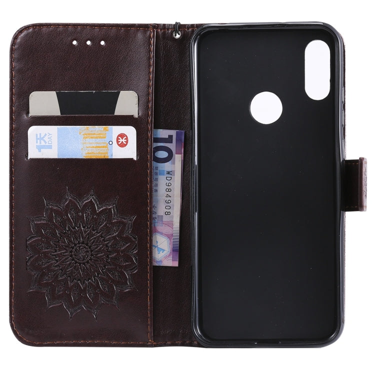 Sun Embossing Pattern Horizontal Flip Leather Case for Huawei Honor Play 8A / Y6 (2019), with Card Slot & Holder & Wallet & Lanyard