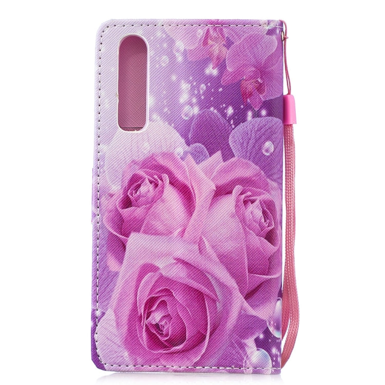 Rose Pattern Horizontal Flip Leather Case for Huawei P30, with Holder & Card Slots & Wallet