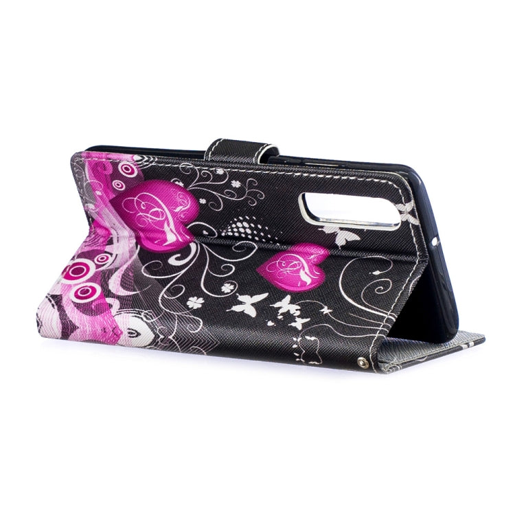 Peach Heart Pattern Horizontal Flip Leather Case for Huawei P30, with Holder & Card Slots & Wallet