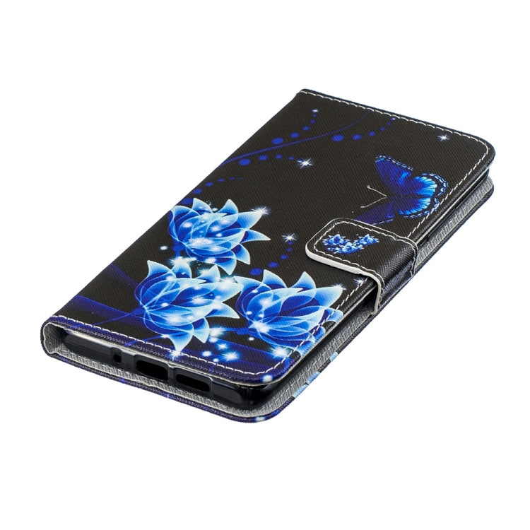 Blue Flower Pattern Horizontal Flip Leather Case for Huawei P30 Pro, with Holder & Card Slots & Wallet