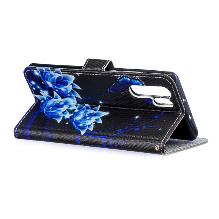 Blue Flower Pattern Horizontal Flip Leather Case for Huawei P30 Pro, with Holder & Card Slots & Wallet
