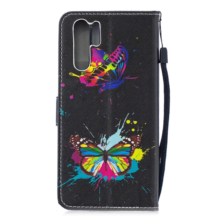 Colored Butterfly Pattern Horizontal Flip Leather Case for Huawei P30 Pro, with Holder & Card Slots & Wallet