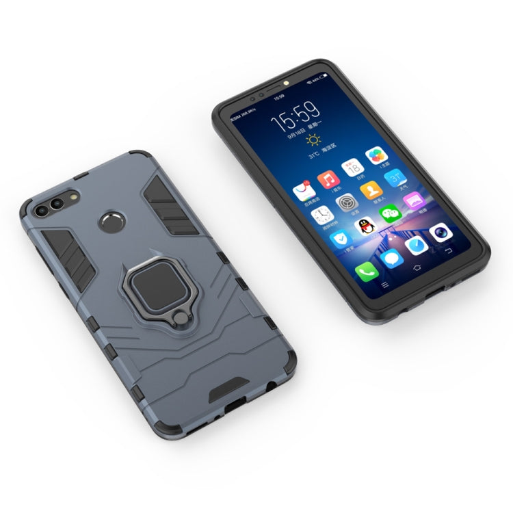 PC + TPU Shockproof Protective Case for Huawei Y9 2018, with Magnetic Ring Holder