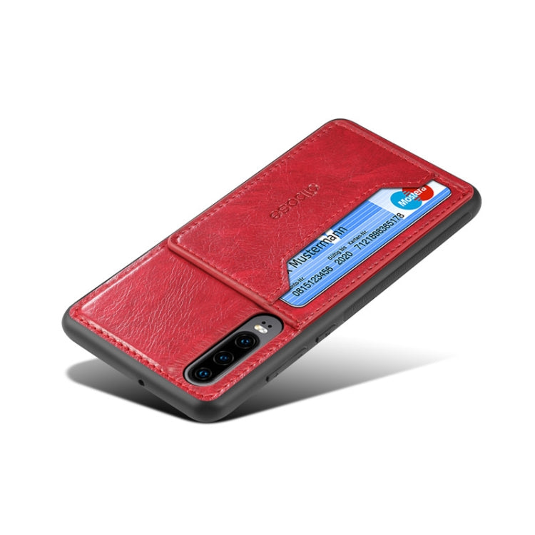 Dibase TPU + PC + PU Crazy Horse Texture Protective Case for Huawei P30, with Holder & Card Slots