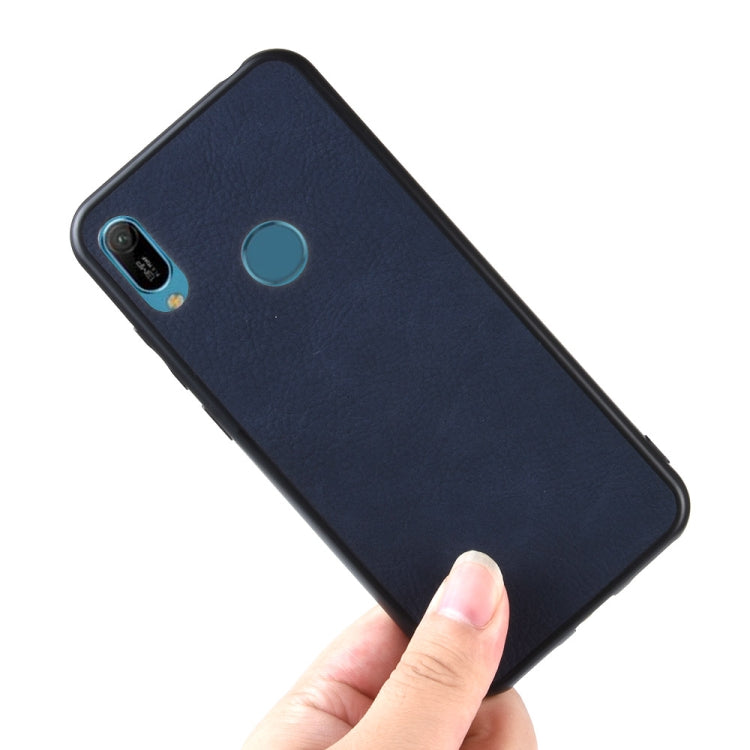 Shockproof Sheep Skin PC + PU + TPU Case for Huawei Y6 2019 (Blue)