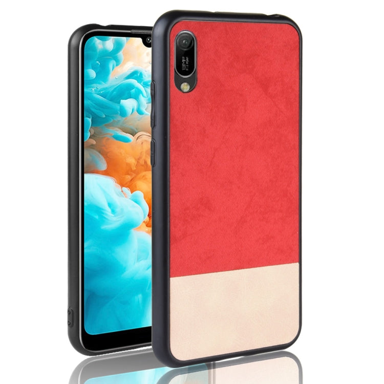 Shockproof Color Matching Denim PC + PU + TPU Case for Huawei Y6 Pro 2019