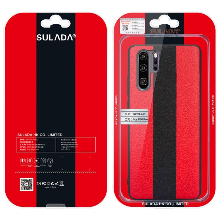 SULADA Anti-slip TPU + Handmade Leather Case for Huawei P30 Pro