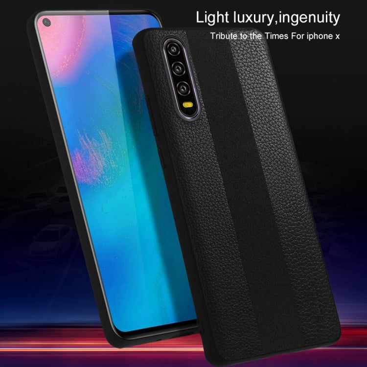 SULADA Anti-slip TPU + Handmade Leather Case for Huawei P30(Red)