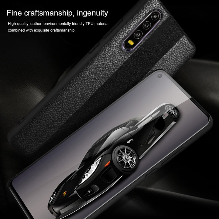 SULADA Anti-slip TPU + Handmade Leather Case for Huawei P30(Red)