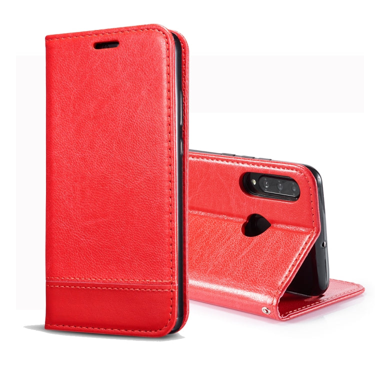 Double-sided Absorption Splicing Horizontal Flip Leather Case for Huawei P30 Lite, with Holder & Card Slots & Lanyard