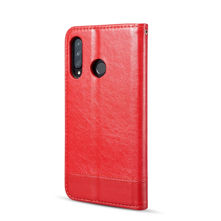 Double-sided Absorption Splicing Horizontal Flip Leather Case for Huawei P30 Lite, with Holder & Card Slots & Lanyard