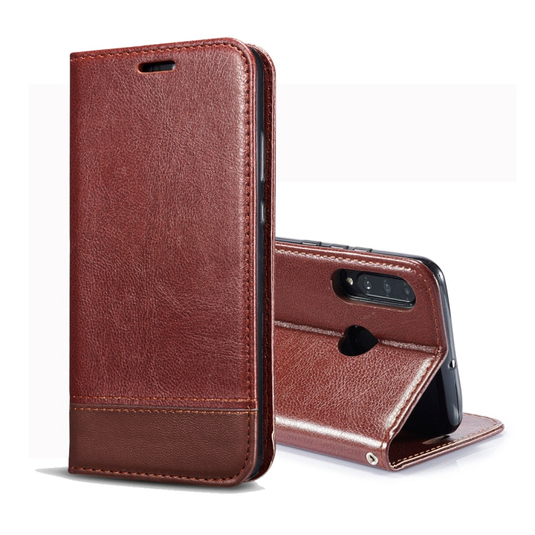 Double-sided Absorption Splicing Horizontal Flip Leather Case for Huawei P30 Lite, with Holder & Card Slots & Lanyard