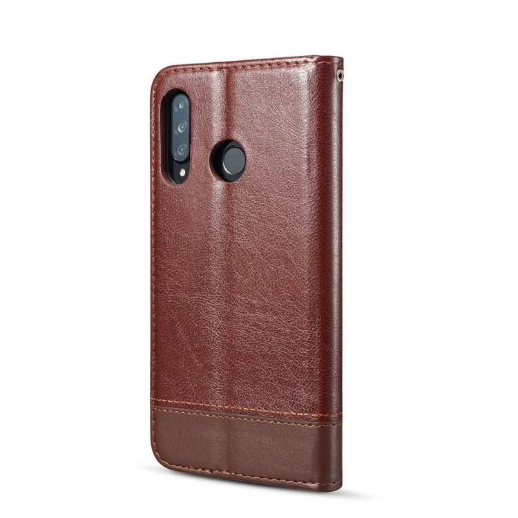 Double-sided Absorption Splicing Horizontal Flip Leather Case for Huawei P30 Lite, with Holder & Card Slots & Lanyard
