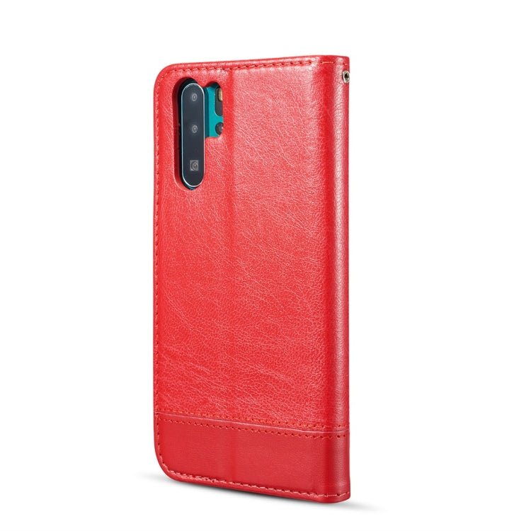Double-sided Absorption Splicing Horizontal Flip Leather Case for Huawei P30 Pro, with Holder & Card Slots & Lanyard