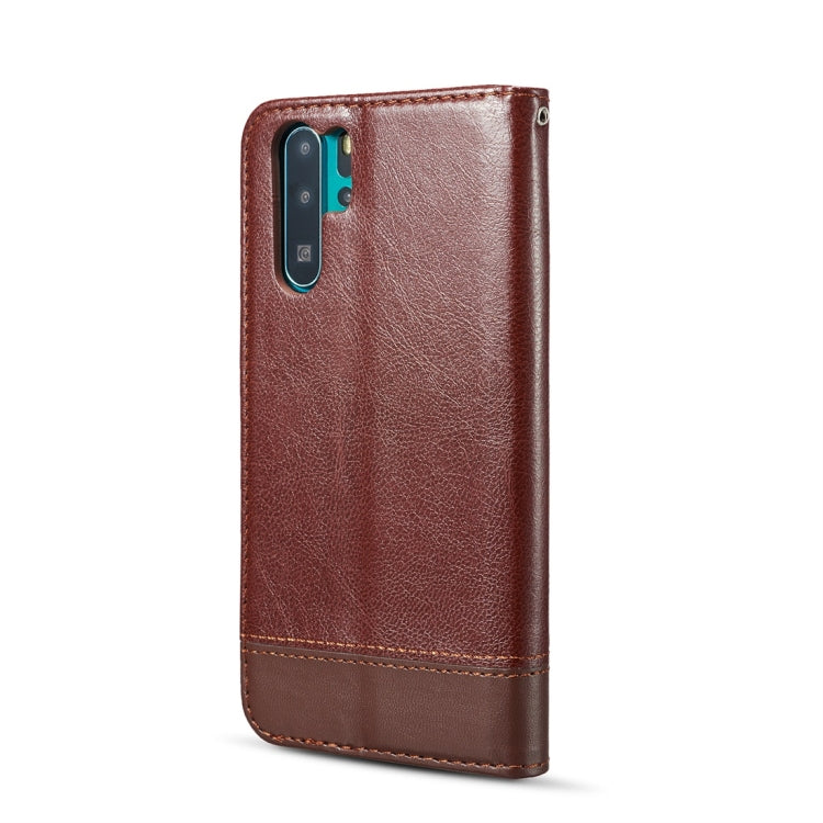 Double-sided Absorption Splicing Horizontal Flip Leather Case for Huawei P30 Pro, with Holder & Card Slots & Lanyard