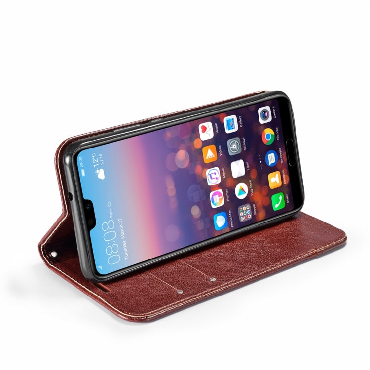 Double-sided Absorption Splicing Horizontal Flip Leather Case for Huawei P30 Pro, with Holder & Card Slots & Lanyard