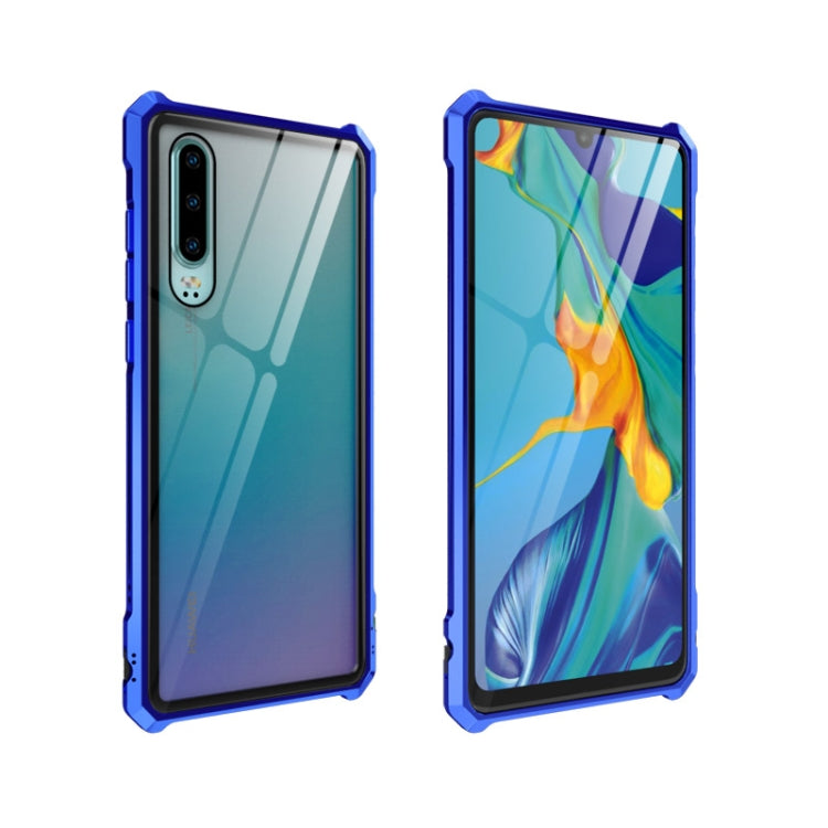 Buckle Series Metal Frame + Tempered Glass Protective Case for Huawei P30