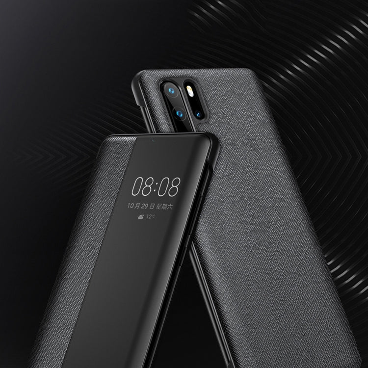 Cross Texture Horizontal Flip Leather Case for Huawei P20, with Call Answering Function & Sleep / Wake-up