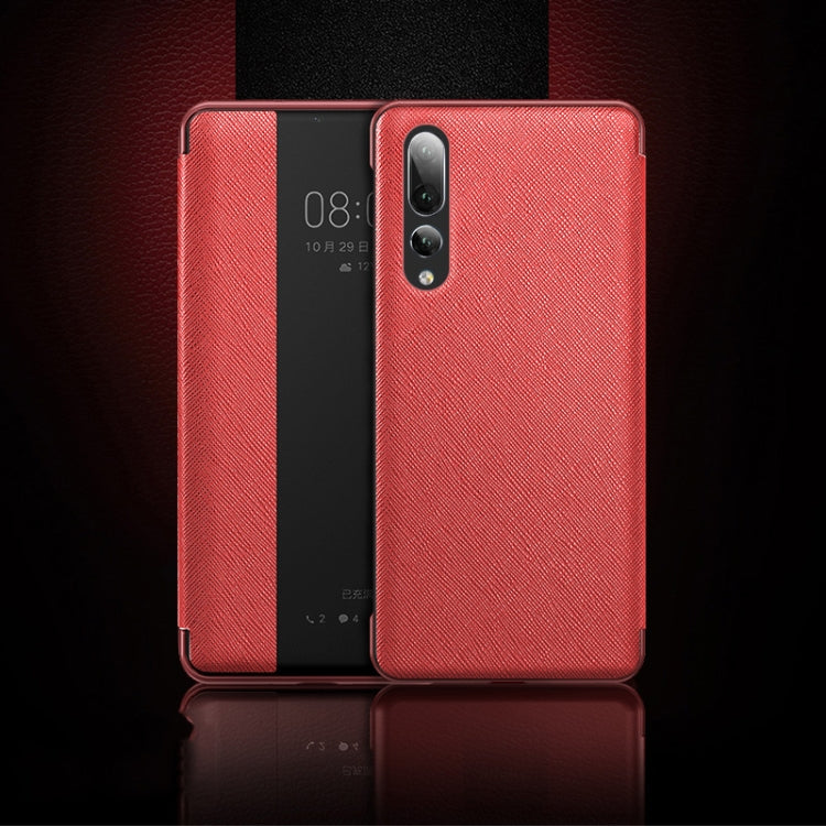 Cross Texture Horizontal Flip Leather Case for Huawei P20 Pro, with Call Answering Function & Sleep / Wake-up