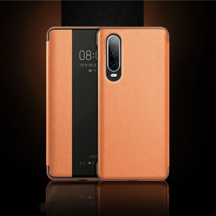 Cross Texture Horizontal Flip Leather Case for Huawei P30, with Call Answering Function & Sleep / Wake-up