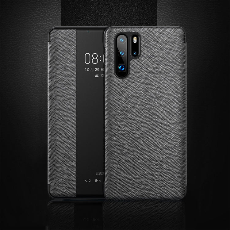 Cross Texture Horizontal Flip Leather Case for Huawei P30 Pro, with Call Answering Function & Sleep / Wake-up