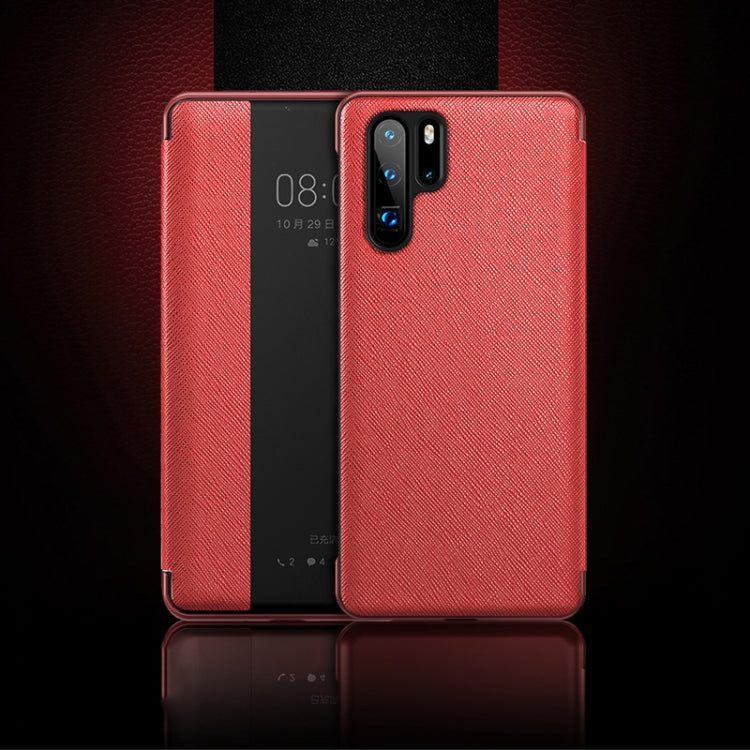 Cross Texture Horizontal Flip Leather Case for Huawei P30 Pro, with Call Answering Function & Sleep / Wake-up